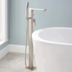 New Brushed Nickel Ryle Freestanding Tub Faucet and Hand Shower - Signature Hardware