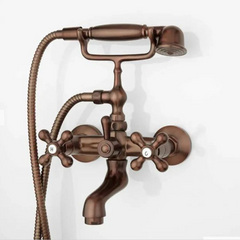 New Oil Rubbed Bronze Barlow Wall Mount Tub Faucet and Hand Shower with Metal Cross Handles